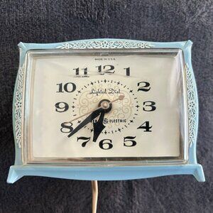Vintage General Electric Blue Lighted Dial Electric Alarm Clock-Model 7334-3A